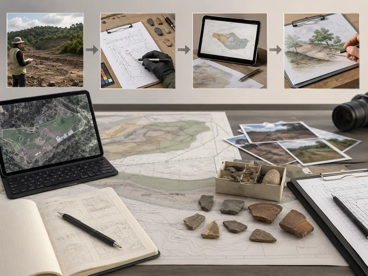 Documentación, cartografía e interpretación de información arqueológica de un proyecto