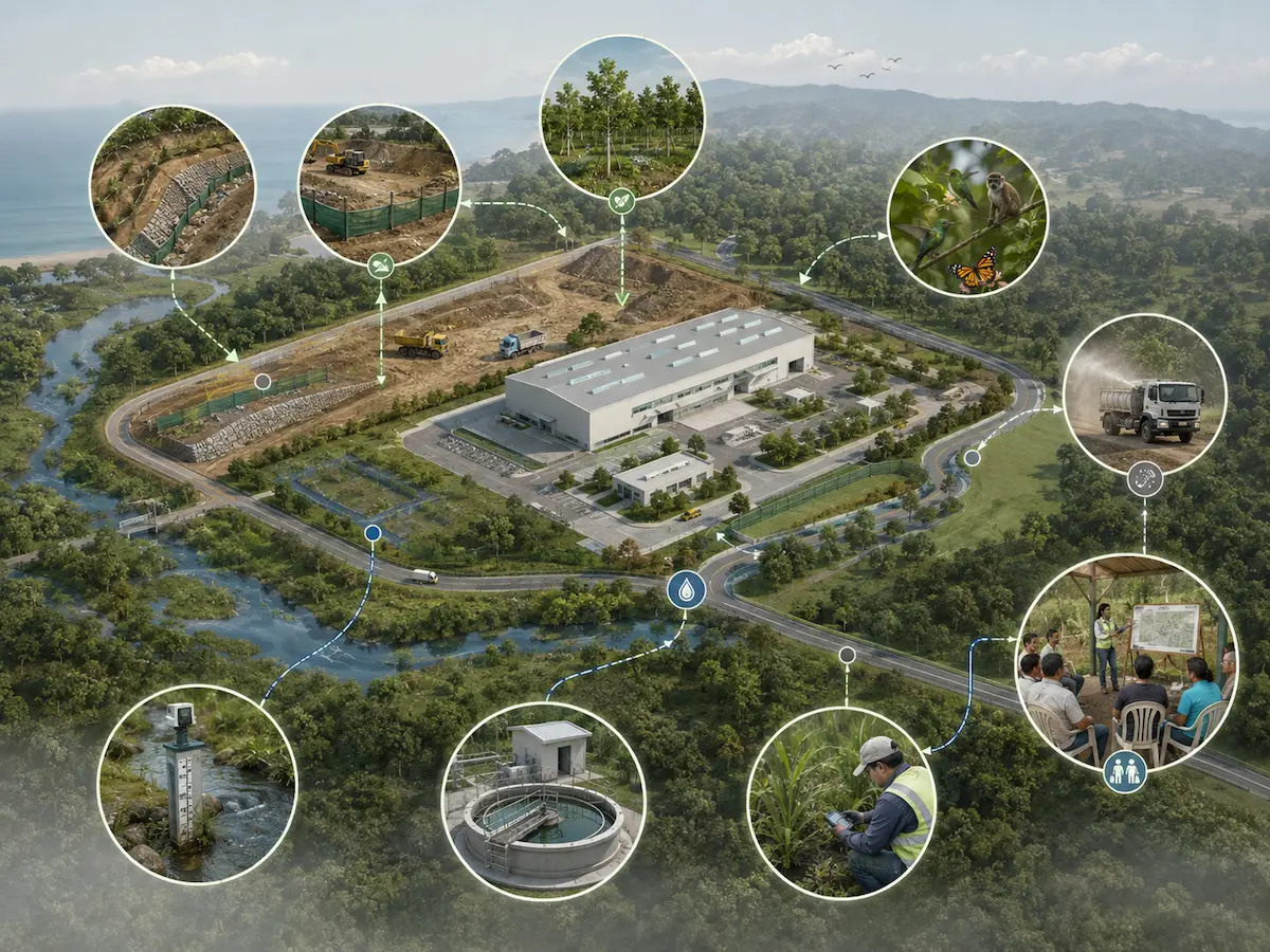 Representación conceptual de impactos, medidas ambientales y seguimiento de un proyecto