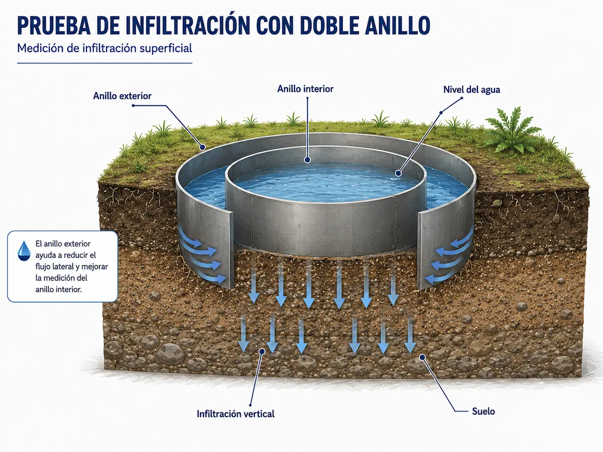 Prueba de infiltración con doble anillo