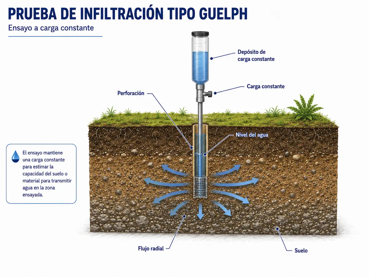 Diagrama de prueba de infiltración tipo Guelph